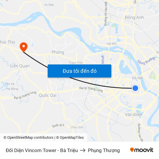 Đối Diện Vincom Tower - Bà Triệu to Phụng Thượng map