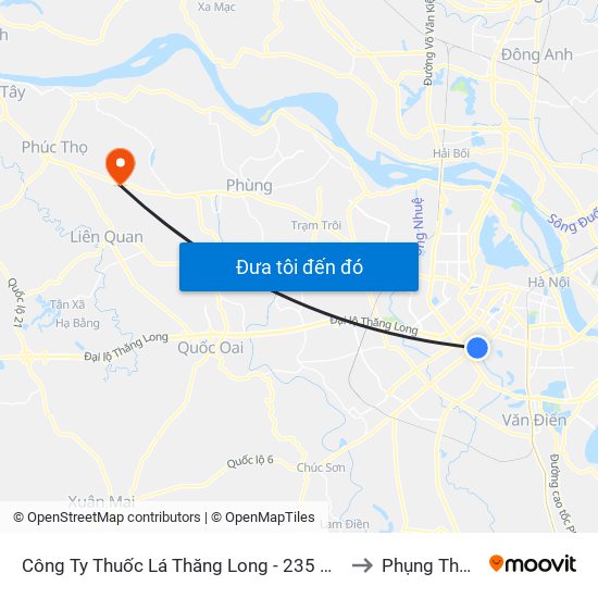 Công Ty Thuốc Lá Thăng Long - 235 Nguyễn Trãi to Phụng Thượng map
