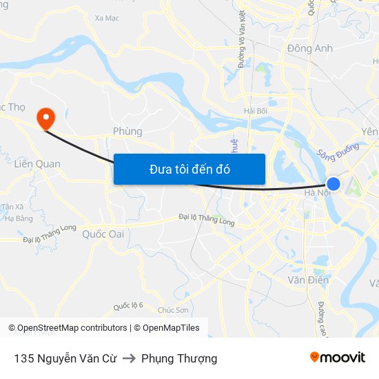 135 Nguyễn Văn Cừ to Phụng Thượng map