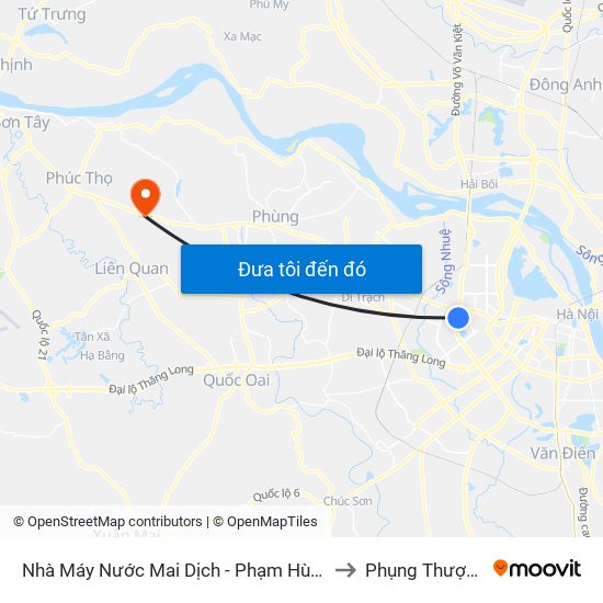Nhà Máy Nước Mai Dịch - Phạm Hùng to Phụng Thượng map