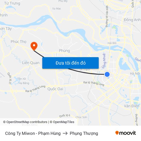 Công Ty Miwon - Phạm Hùng to Phụng Thượng map