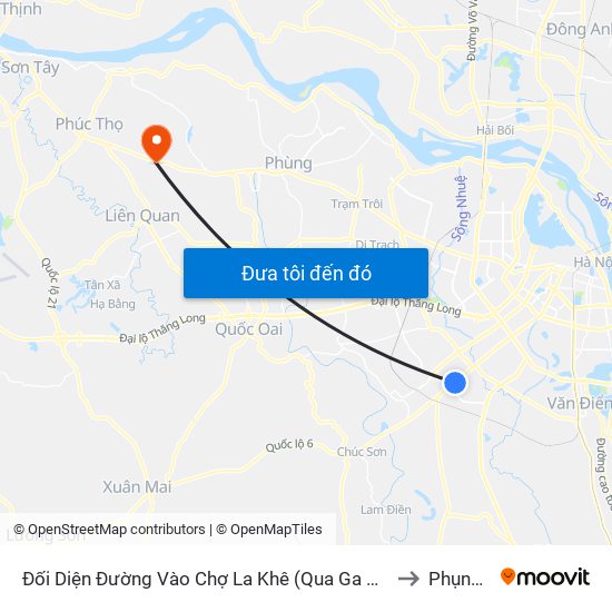 Đối Diện Đường Vào Chợ La Khê (Qua Ga Metro La Khê) - 405 Quang Trung (Hà Đông) to Phụng Thượng map