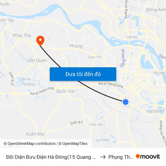 Đối Diện Bưu Điện Hà Đông(15 Quang Trung Hà Đông) to Phụng Thượng map