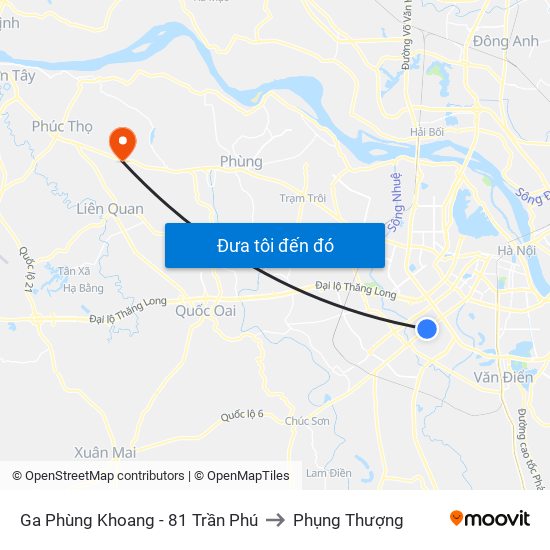 Ga Phùng Khoang - 81 Trần Phú to Phụng Thượng map