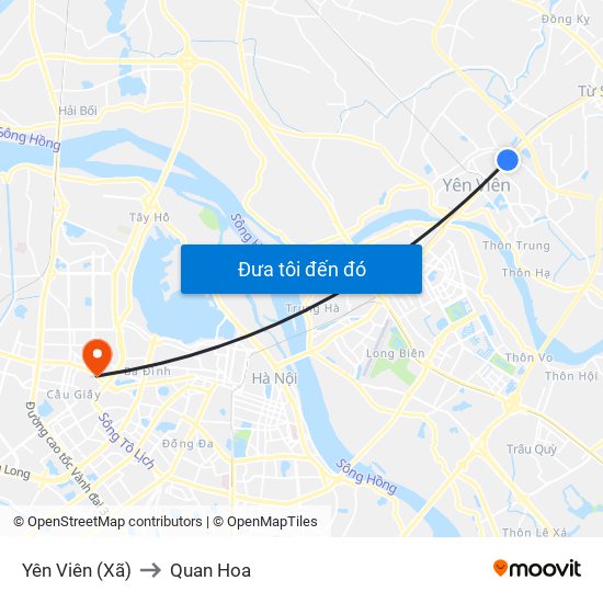Yên Viên (Xã) to Quan Hoa map