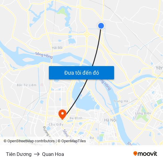 Tiên Dương to Quan Hoa map