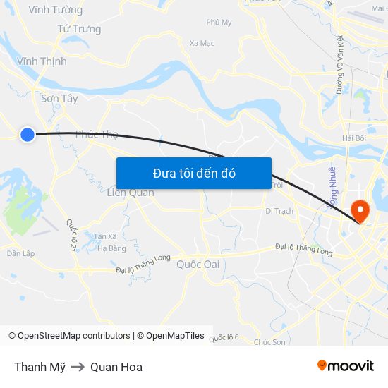 Thanh Mỹ to Quan Hoa map