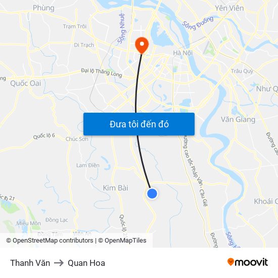 Thanh Văn to Quan Hoa map