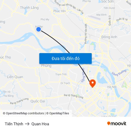 Tiến Thịnh to Quan Hoa map