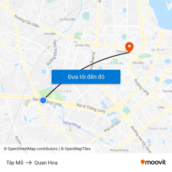 Tây Mỗ to Quan Hoa map