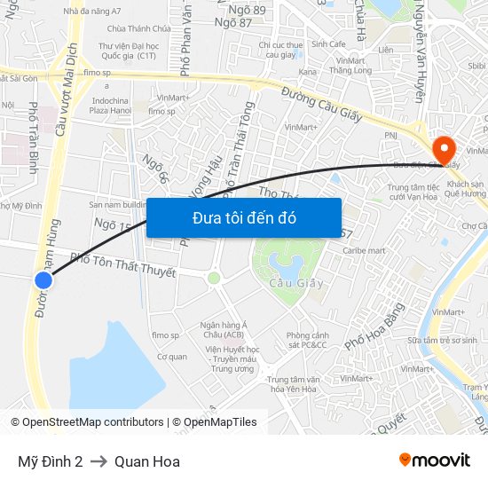 Mỹ Đình 2 to Quan Hoa map