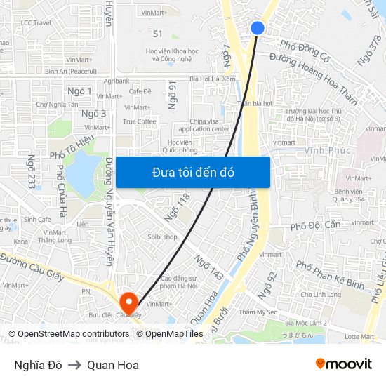 Nghĩa Đô to Quan Hoa map
