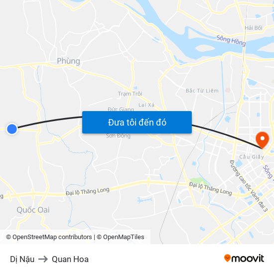 Dị Nậu to Quan Hoa map