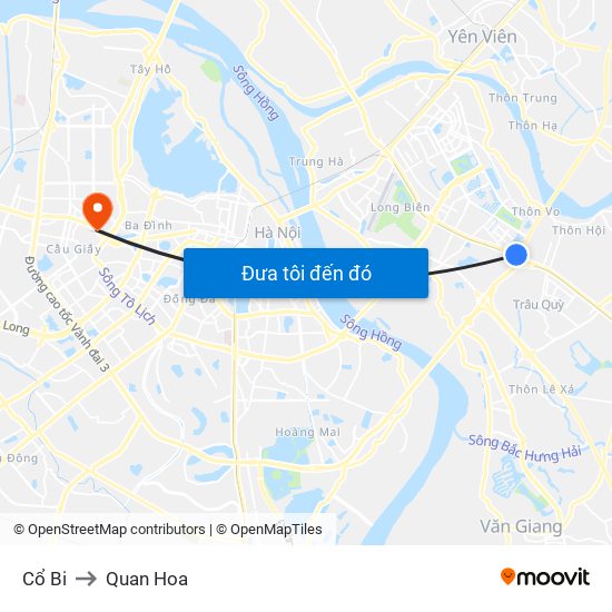Cổ Bi to Quan Hoa map