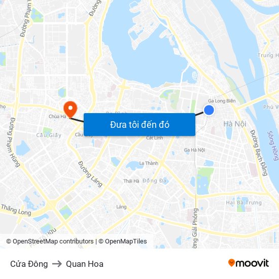 Cửa Đông to Quan Hoa map
