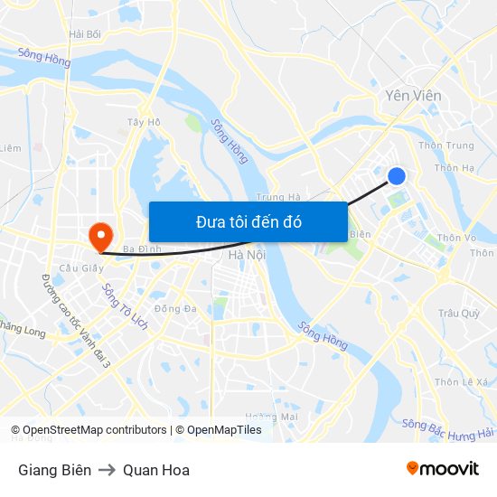 Giang Biên to Quan Hoa map