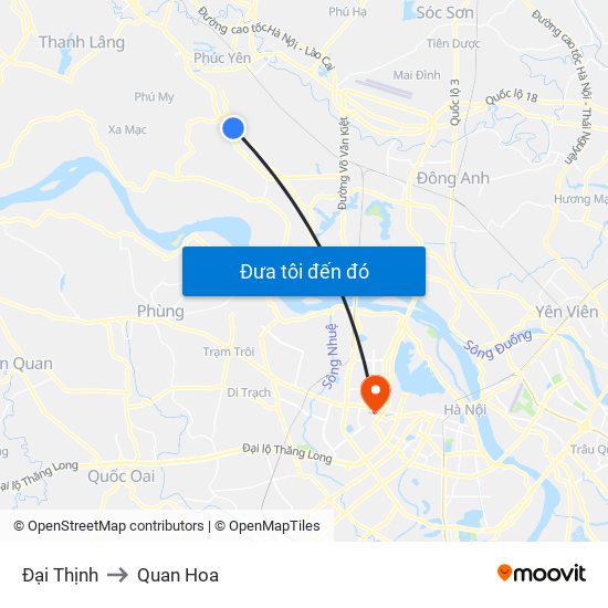 Đại Thịnh to Quan Hoa map