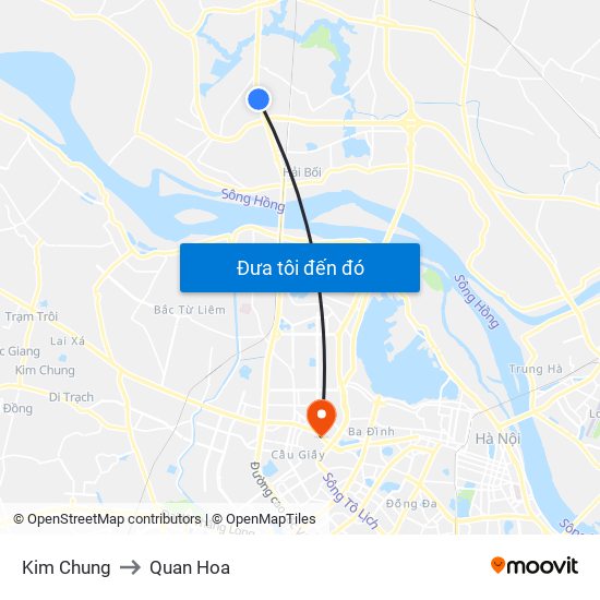 Kim Chung to Quan Hoa map