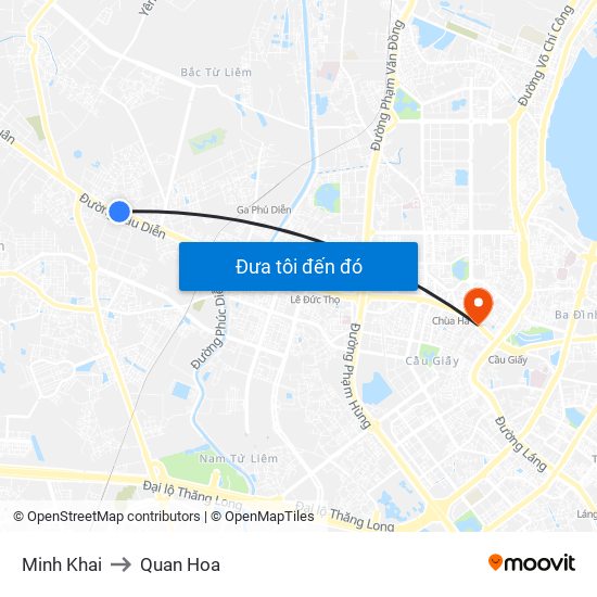 Minh Khai to Quan Hoa map
