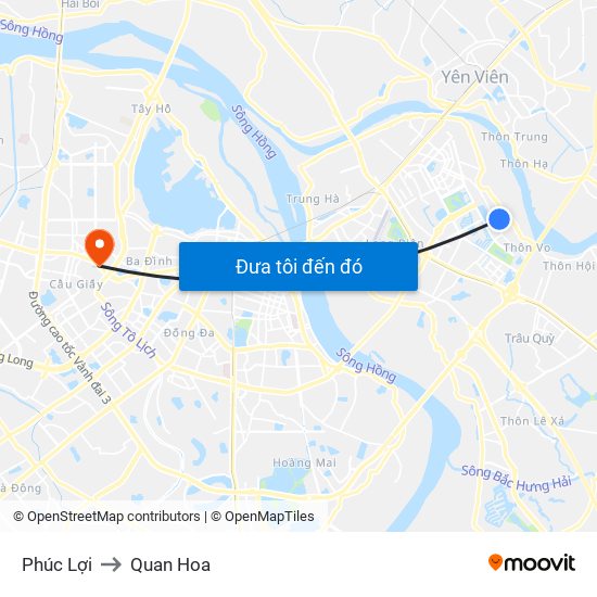 Phúc Lợi to Quan Hoa map