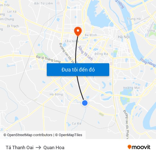 Tả Thanh Oai to Quan Hoa map