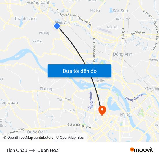 Tiền Châu to Quan Hoa map