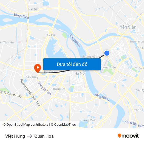 Việt Hưng to Quan Hoa map