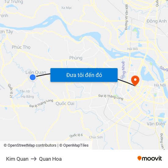 Kim Quan to Quan Hoa map