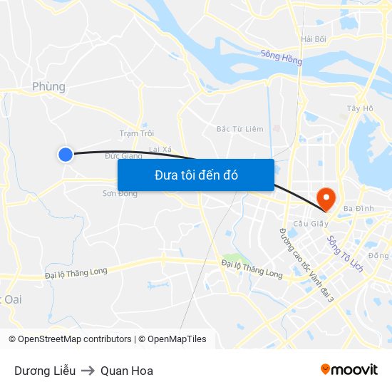 Dương Liễu to Quan Hoa map