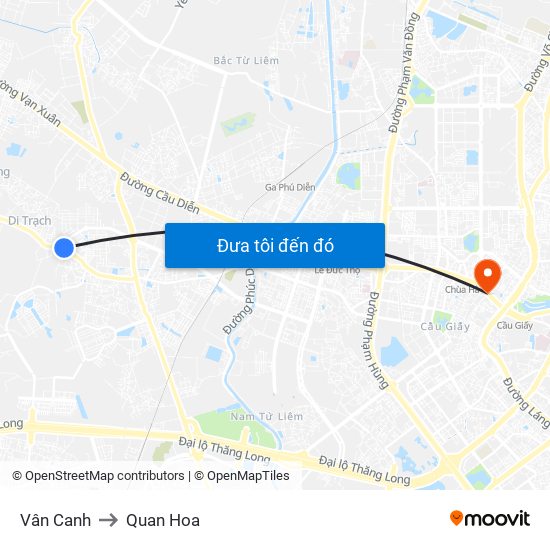 Vân Canh to Quan Hoa map