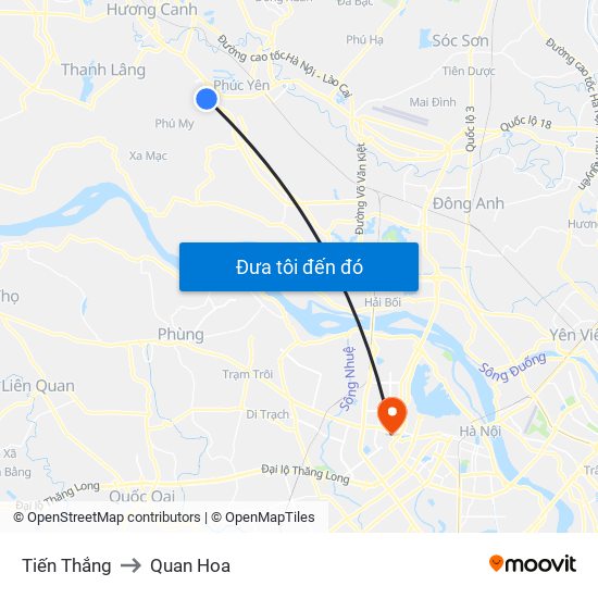 Tiến Thắng to Quan Hoa map