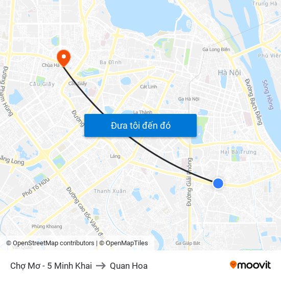 Chợ Mơ - 5 Minh Khai to Quan Hoa map