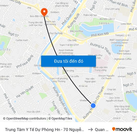 Trung Tâm Y Tế Dự Phòng Hn - 70 Nguyễn Chí Thanh to Quan Hoa map