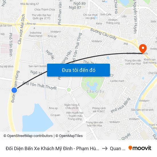 Đối Diện Bến Xe Khách Mỹ Đình - Phạm Hùng (Cột Trước) to Quan Hoa map