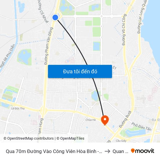 Qua 70m Đường Vào Công Viên Hòa Bình - Phạm Văn Đồng to Quan Hoa map