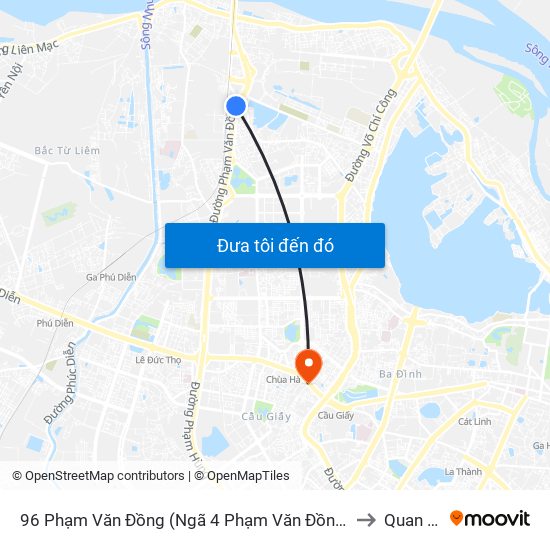 96 Phạm Văn Đồng (Ngã 4 Phạm Văn Đồng - Xuân Đỉnh) to Quan Hoa map