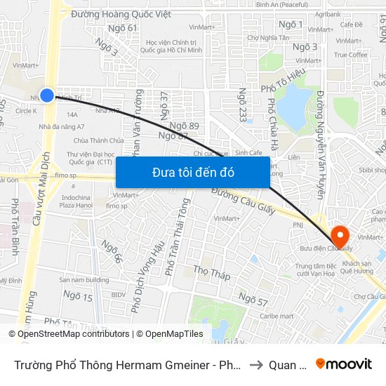 Trường Phổ Thông Hermam Gmeiner - Phạm Văn Đồng to Quan Hoa map