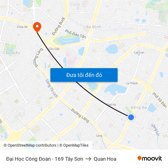 Đại Học Công Đoàn - 169 Tây Sơn to Quan Hoa map