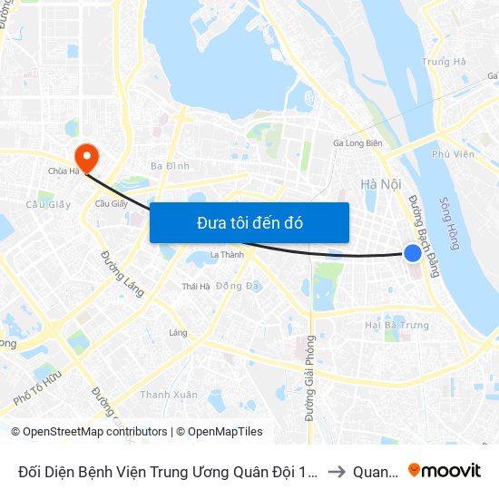 Đối Diện Bệnh Viện Trung Ương Quân Đội 108 - Trần Hưng Đạo to Quan Hoa map