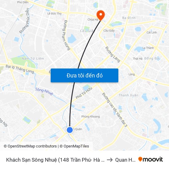 Khách Sạn Sông Nhuệ (148 Trần Phú- Hà Đông) to Quan Hoa map