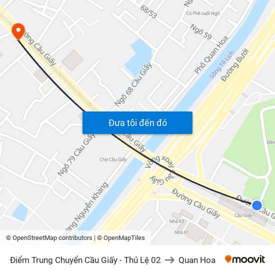 Điểm Trung Chuyển Cầu Giấy - Thủ Lệ 02 to Quan Hoa map