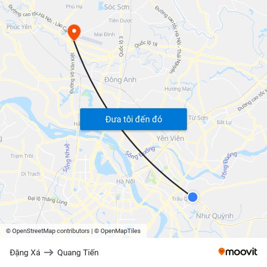 Đặng Xá to Quang Tiến map