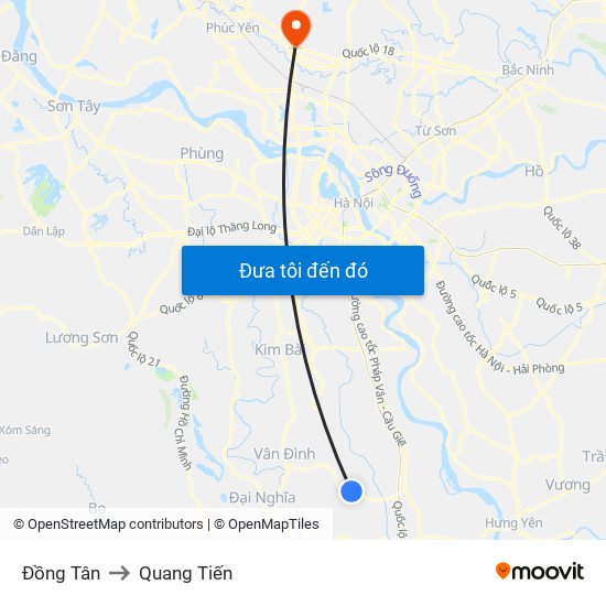 Đồng Tân to Quang Tiến map