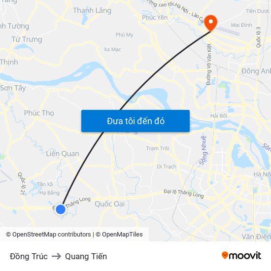 Đồng Trúc to Quang Tiến map