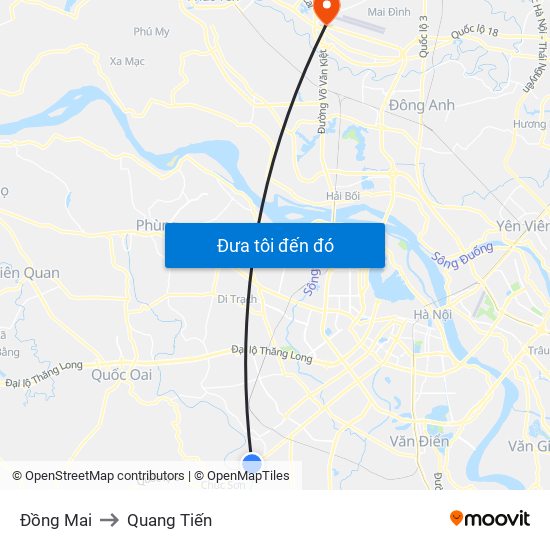 Đồng Mai to Quang Tiến map