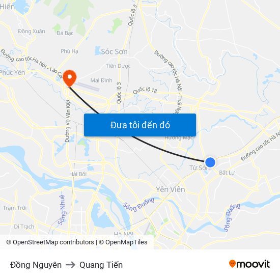 Đồng Nguyên to Quang Tiến map