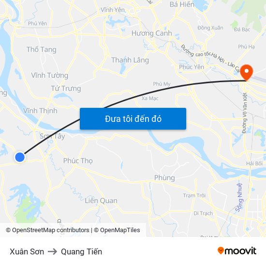 Xuân Sơn to Quang Tiến map