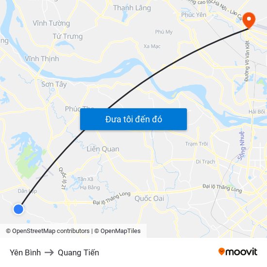 Yên Bình to Quang Tiến map