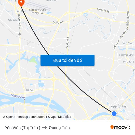 Yên Viên (Thị Trấn ) to Quang Tiến map