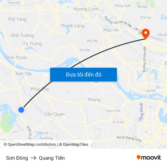 Sơn Đông to Quang Tiến map